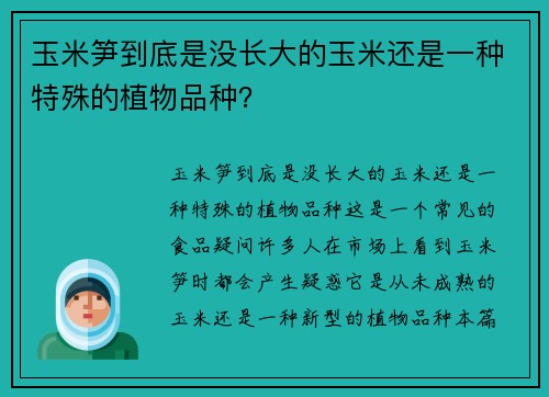 玉米笋到底是没长大的玉米还是一种特殊的植物品种？